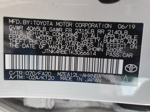 JTNK4RBE1K3066614 2019 TOYOTA COROLLA - Image 12