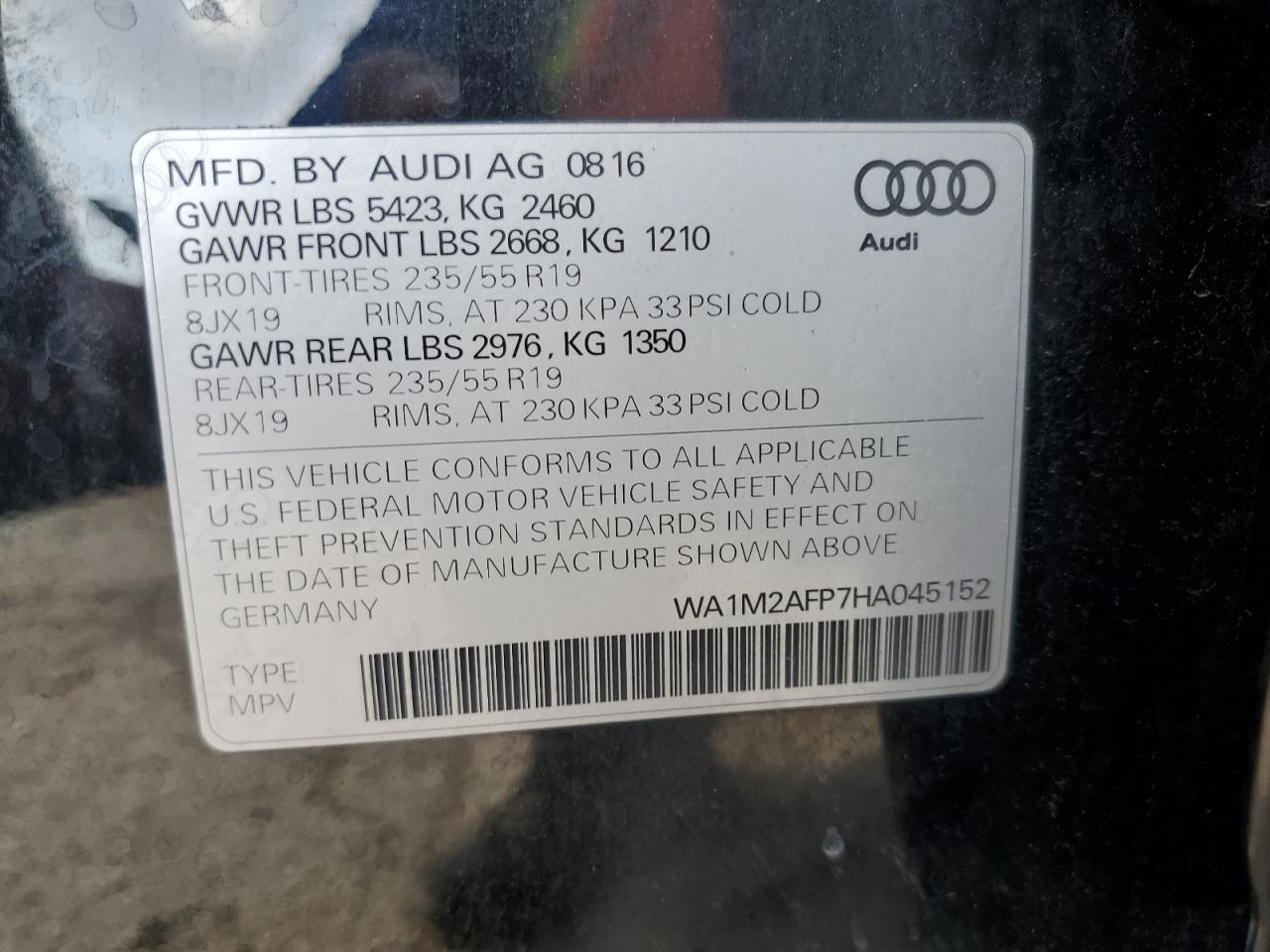 WA1M2AFP7HA045152 2017 Audi Q5 Premium Plus