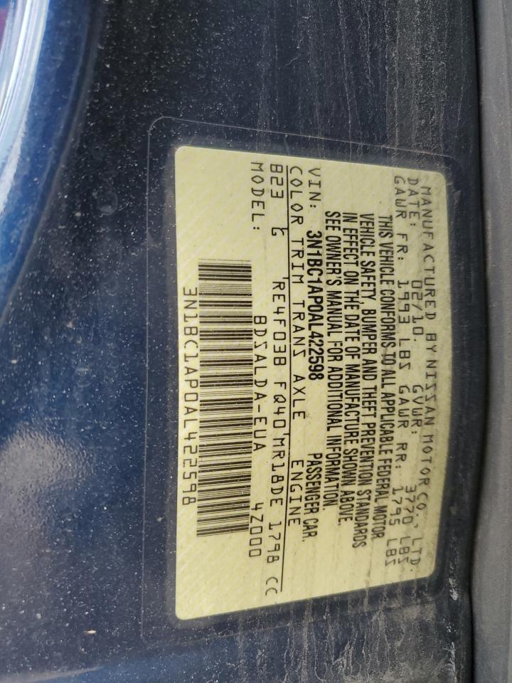 3N1BC1AP0AL422598 2010 Nissan Versa S
