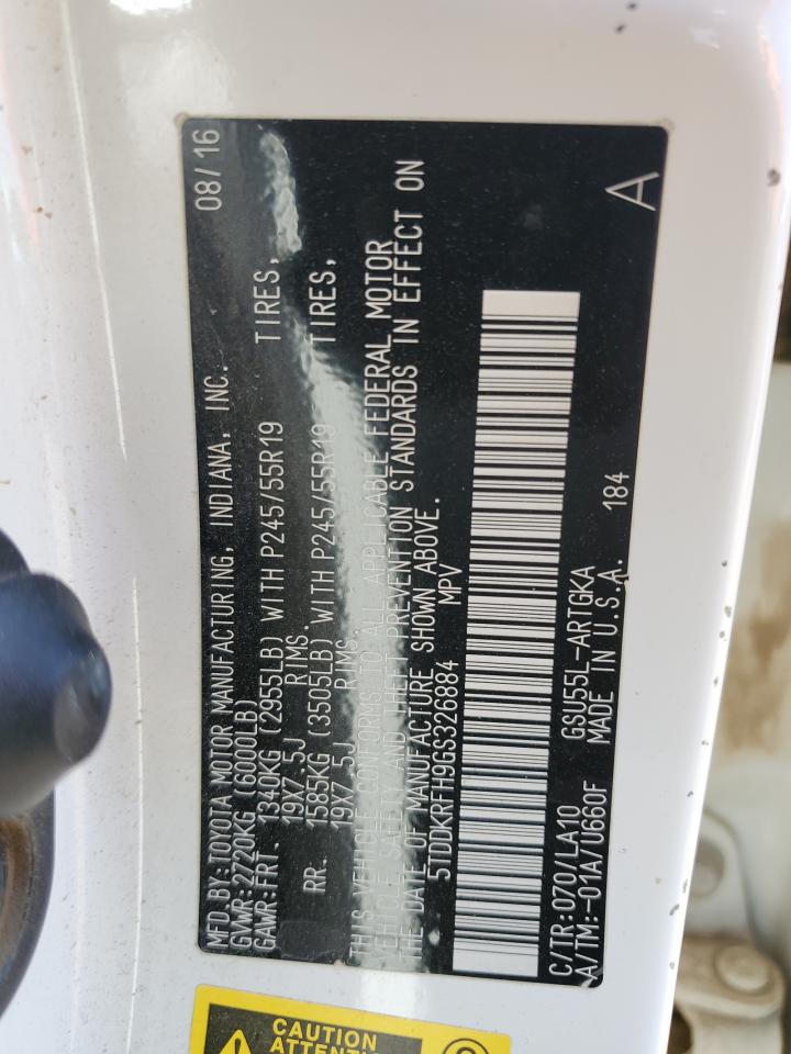 5TDDKRFH9GS326884 2016 Toyota Highlander Limited