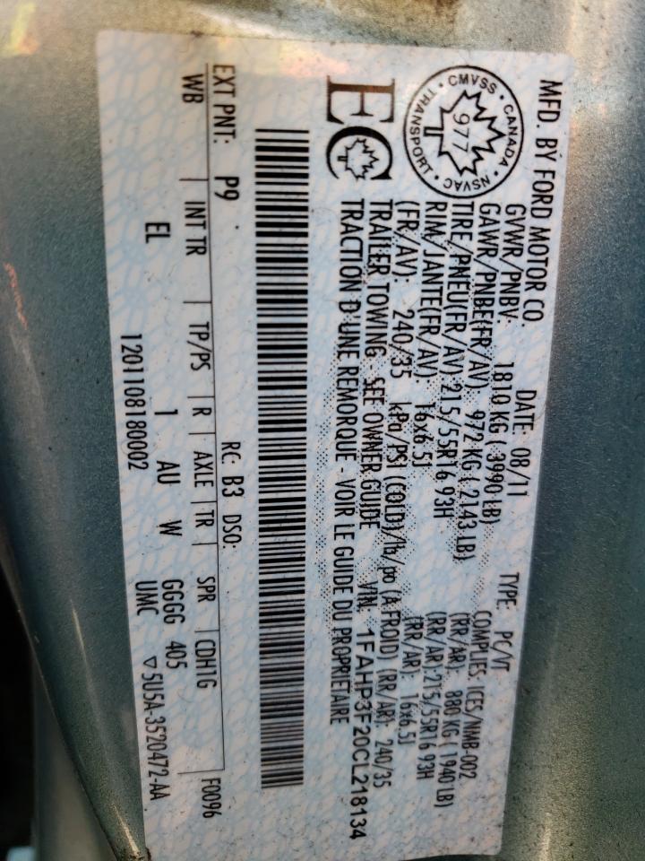 1FAHP3F20CL218134 2012 Ford Focus Se