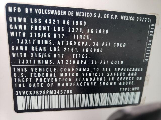 2023 Volkswagen Taos S VIN: 3VVCX7B28PM343700 Lot: 60807824