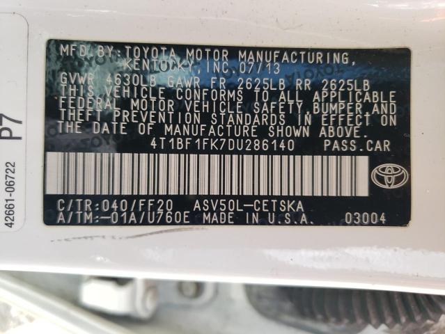 VIN 4T1BF1FK7DU286140 2013 Toyota Camry, L no.12