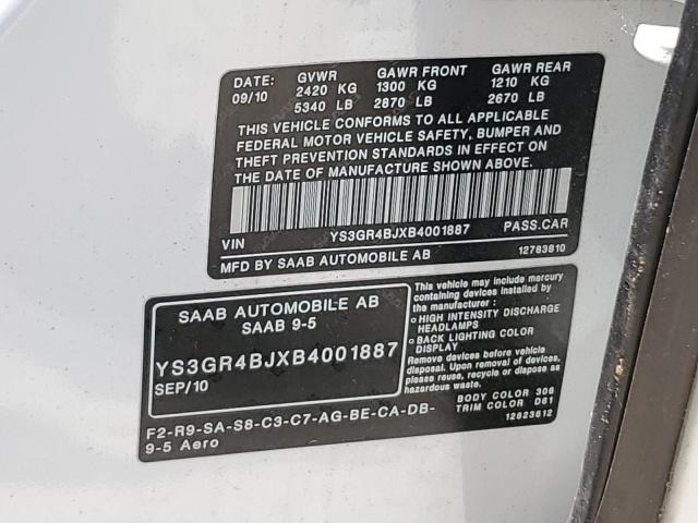 YS3GR4BJXB4001887 2011 Saab 9-5 Aero