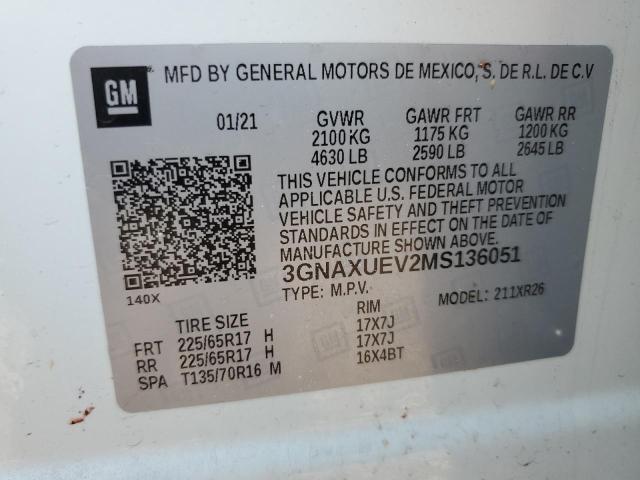 2021 Chevrolet Equinox Lt VIN: 3GNAXUEV2MS136051 Lot: 61467404