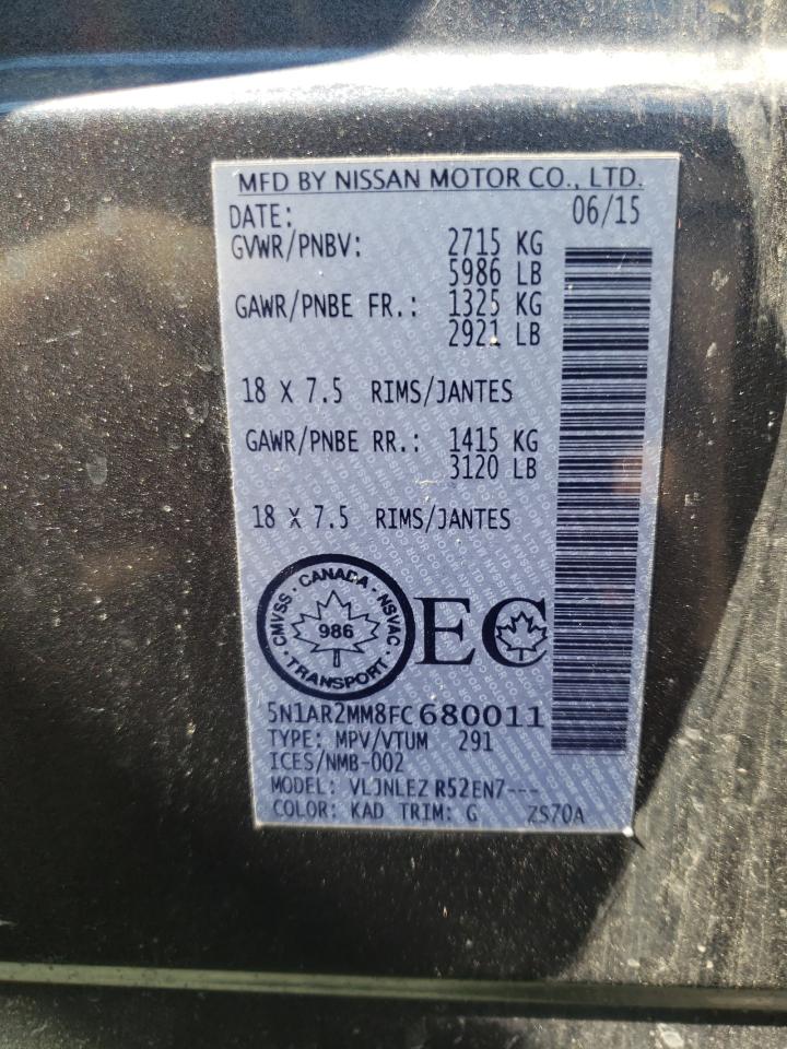 5N1AR2MM8FC680011 2015 Nissan Pathfinder S