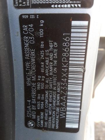 2004 BMW 325 Is Sulev VIN: WBAAZ334X4KP86861 Lot: 52973574
