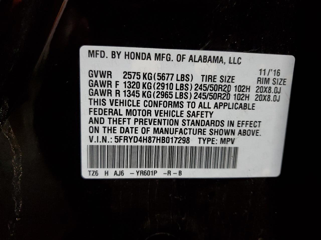 5FRYD4H87HB017298 2017 Acura Mdx Advance