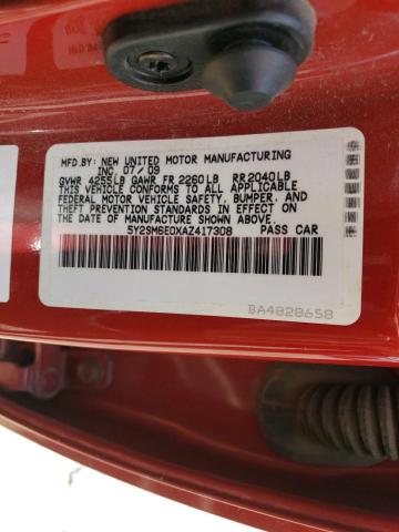 5Y2SM6E0XAZ417308 2010 Pontiac Vibe