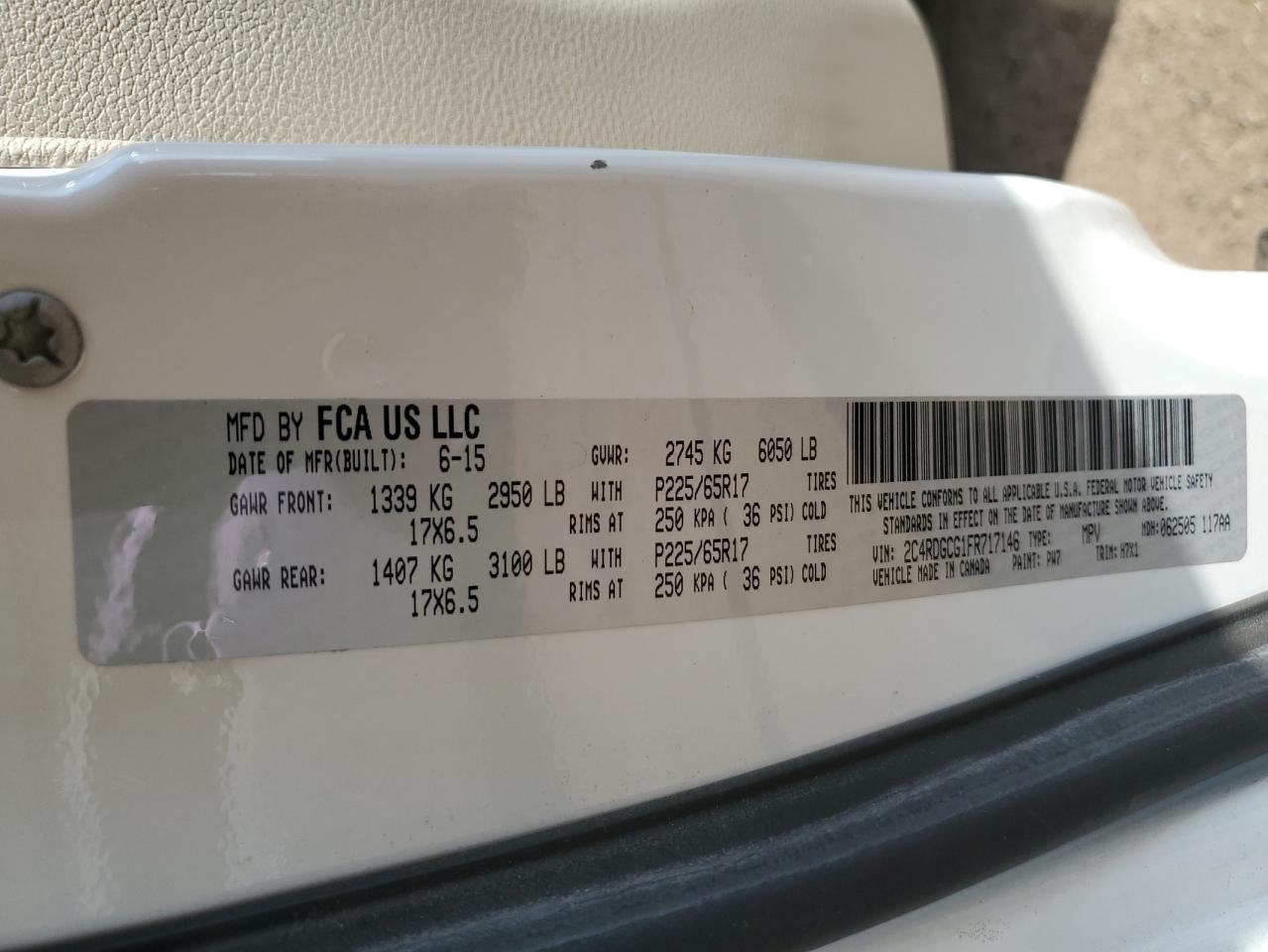 2C4RDGCG1FR717146 2015 Dodge Grand Caravan Sxt