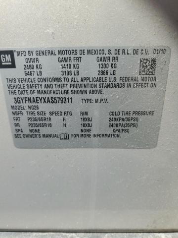 2010 Cadillac Srx Luxury Collection VIN: 3GYFNAEYXAS579311 Lot: 62843694