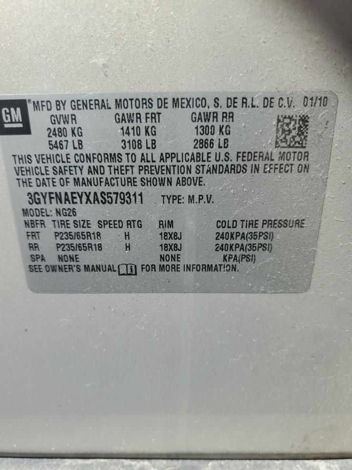 3GYFNAEYXAS579311 2010 Cadillac Srx Luxury Collection