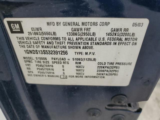 2003 Chevrolet Trailblazer VIN: 1GNDS13S532391256 Lot: 61508234