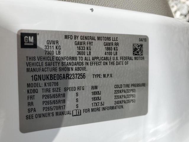 2010 Chevrolet Tahoe K1500 Lt VIN: 1GNUKBE06AR237256 Lot: 60926454