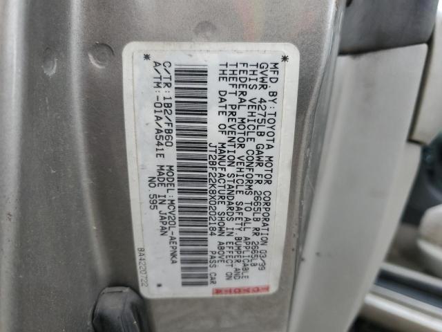 1999 Toyota Camry Le VIN: JT2BF22K8X0202184 Lot: 62288954