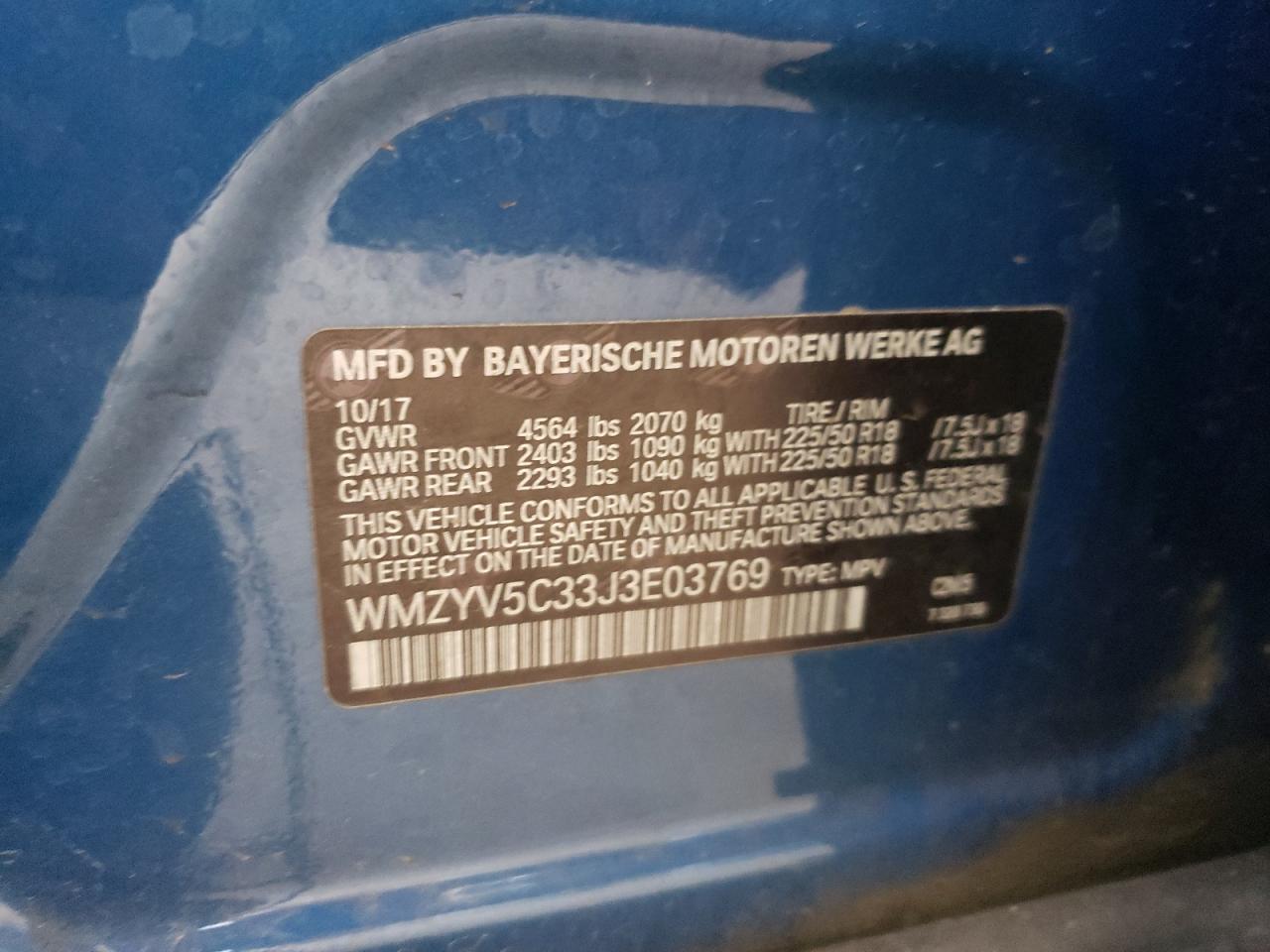 WMZYV5C33J3E03769 2018 Mini Cooper Countryman All4