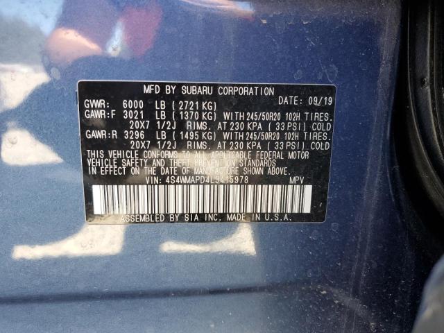 2020 Subaru Ascent Limited VIN: 4S4WMAPD4L3415978 Lot: 57958124