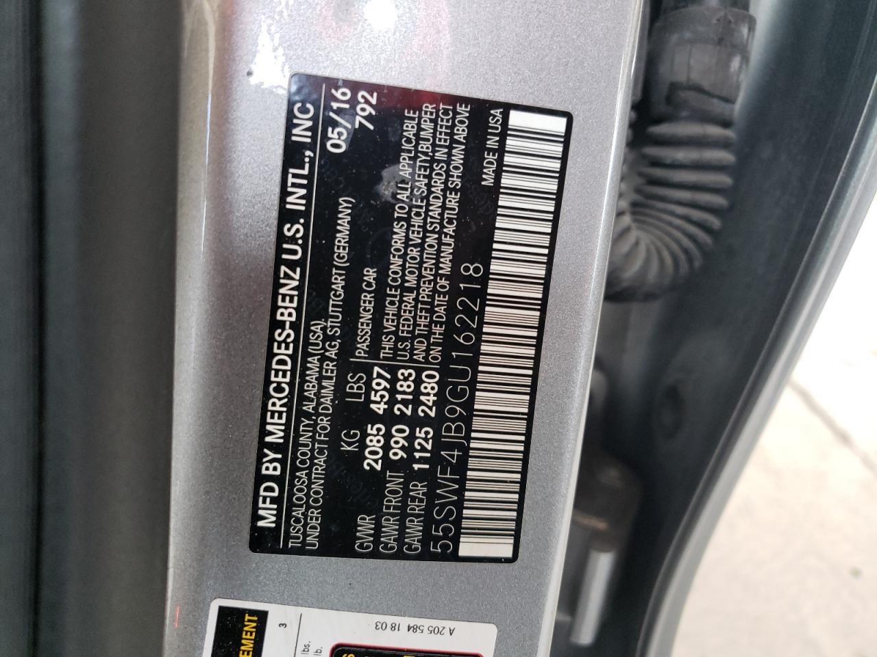 55SWF4JB9GU162218 2016 Mercedes-Benz C 300