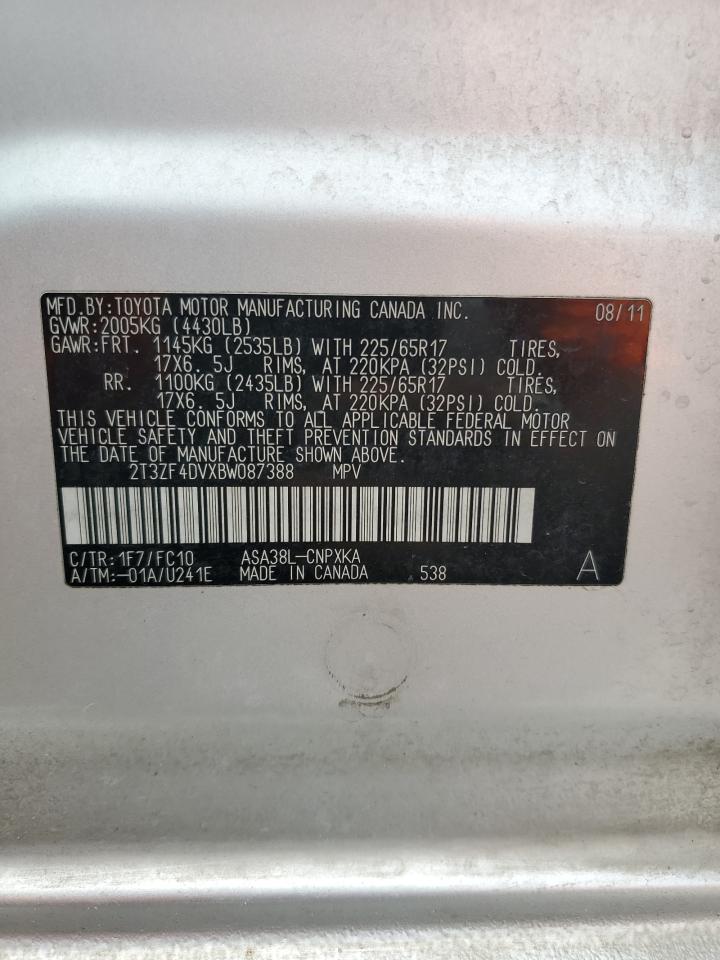2T3ZF4DVXBW087388 2011 Toyota Rav4