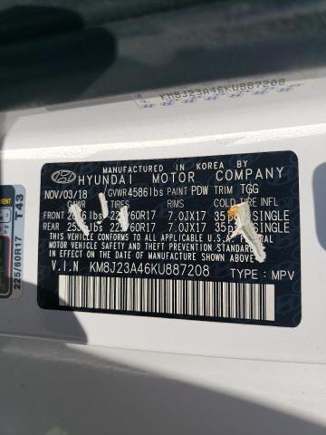 2019 Hyundai Tucson Se VIN: KM8J23A46KU887208 Lot: 62538514