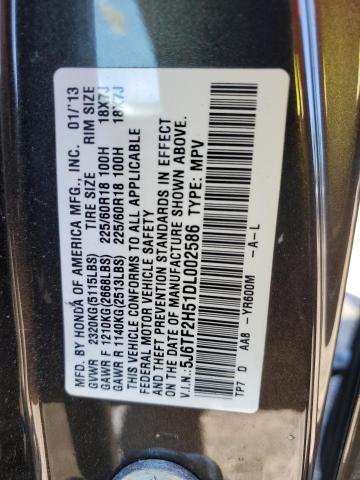 2013 Honda Crosstour Exl VIN: 5J6TF2H51DL002586 Lot: 61451824