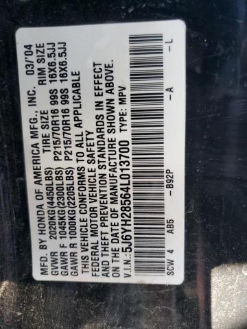 2004 Honda Element Ex VIN: 5J6YH28564L013700 Lot: 59802064