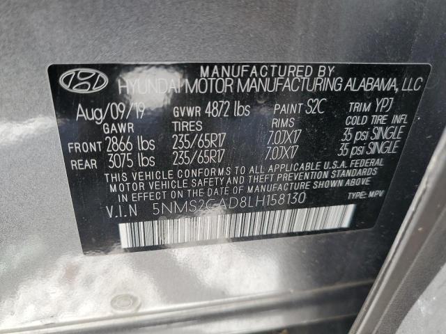 2020 Hyundai Santa Fe Se VIN: 5NMS2CAD8LH158130 Lot: 62700634