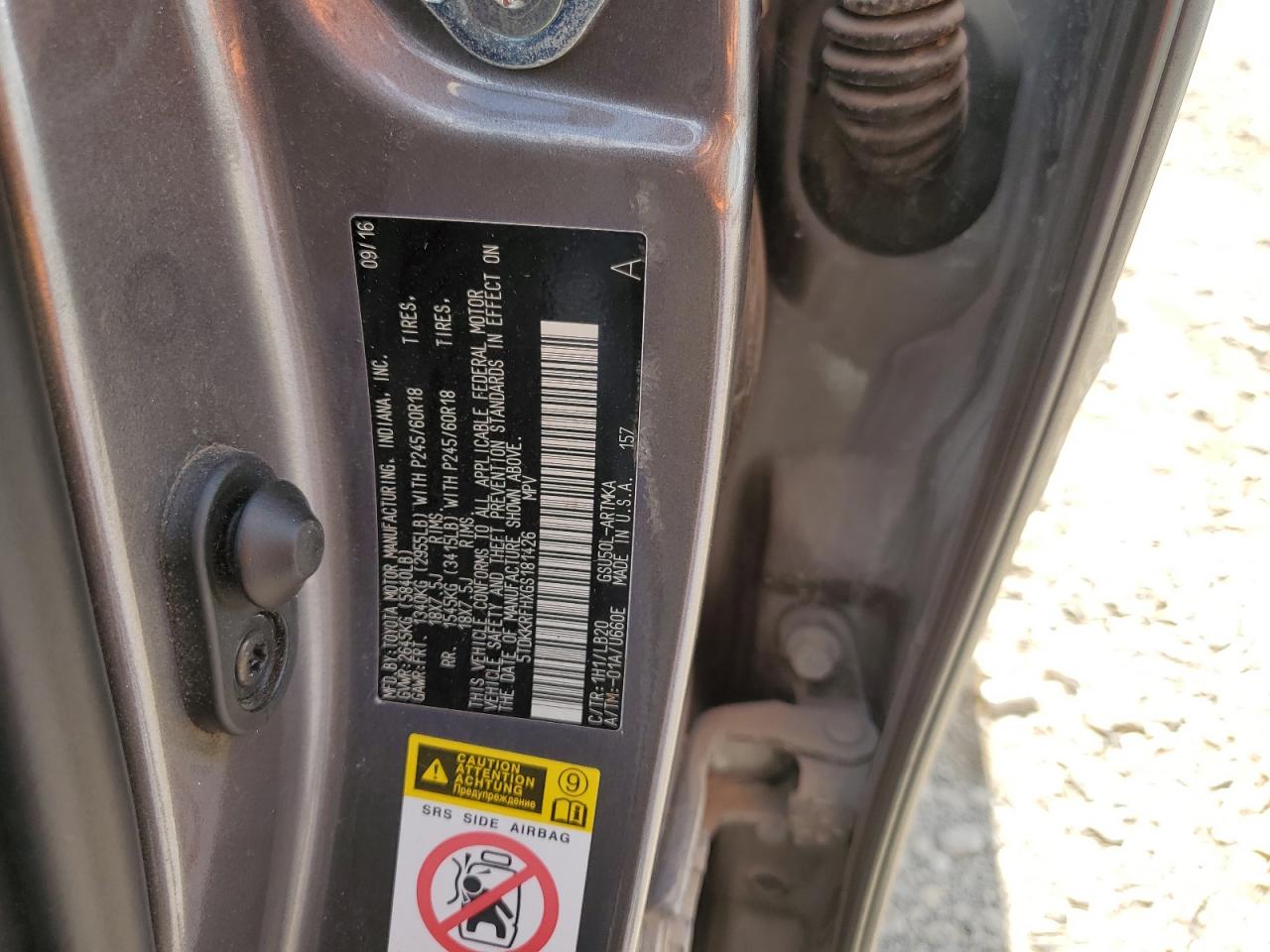 5TDKKRFHXGS181426 2016 Toyota Highlander Xle