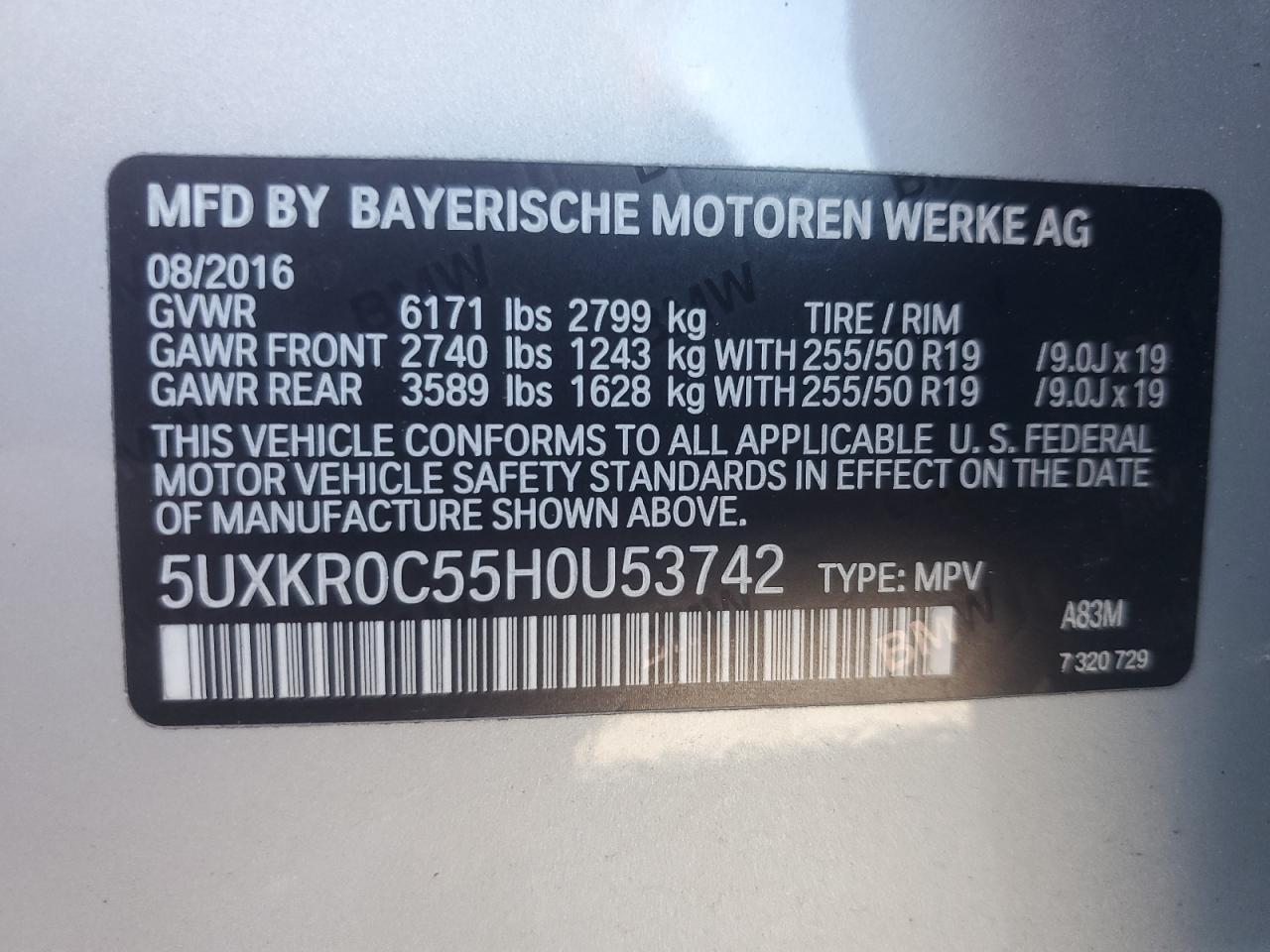 5UXKR0C55H0U53742 2017 BMW X5 xDrive35I