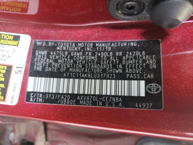 VIN 4T1C11AK8LU317923 2020 Toyota Camry, LE no.12