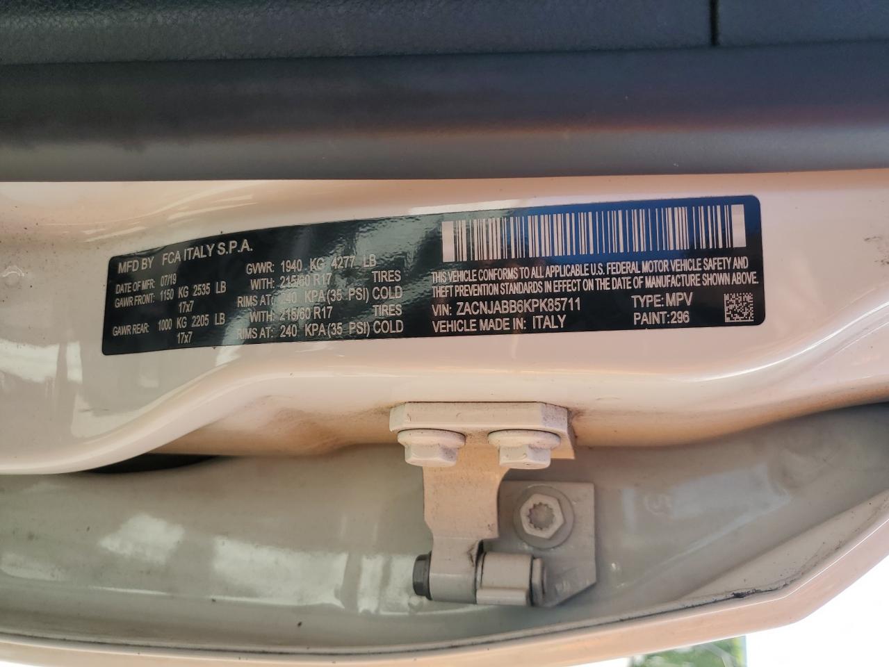 ZACNJABB6KPK85711 2019 Jeep Renegade Latitude