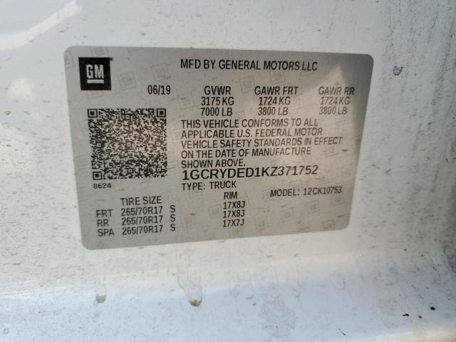 2019 CHEVROLET SILVERADO - 1GCRYDED1KZ371752