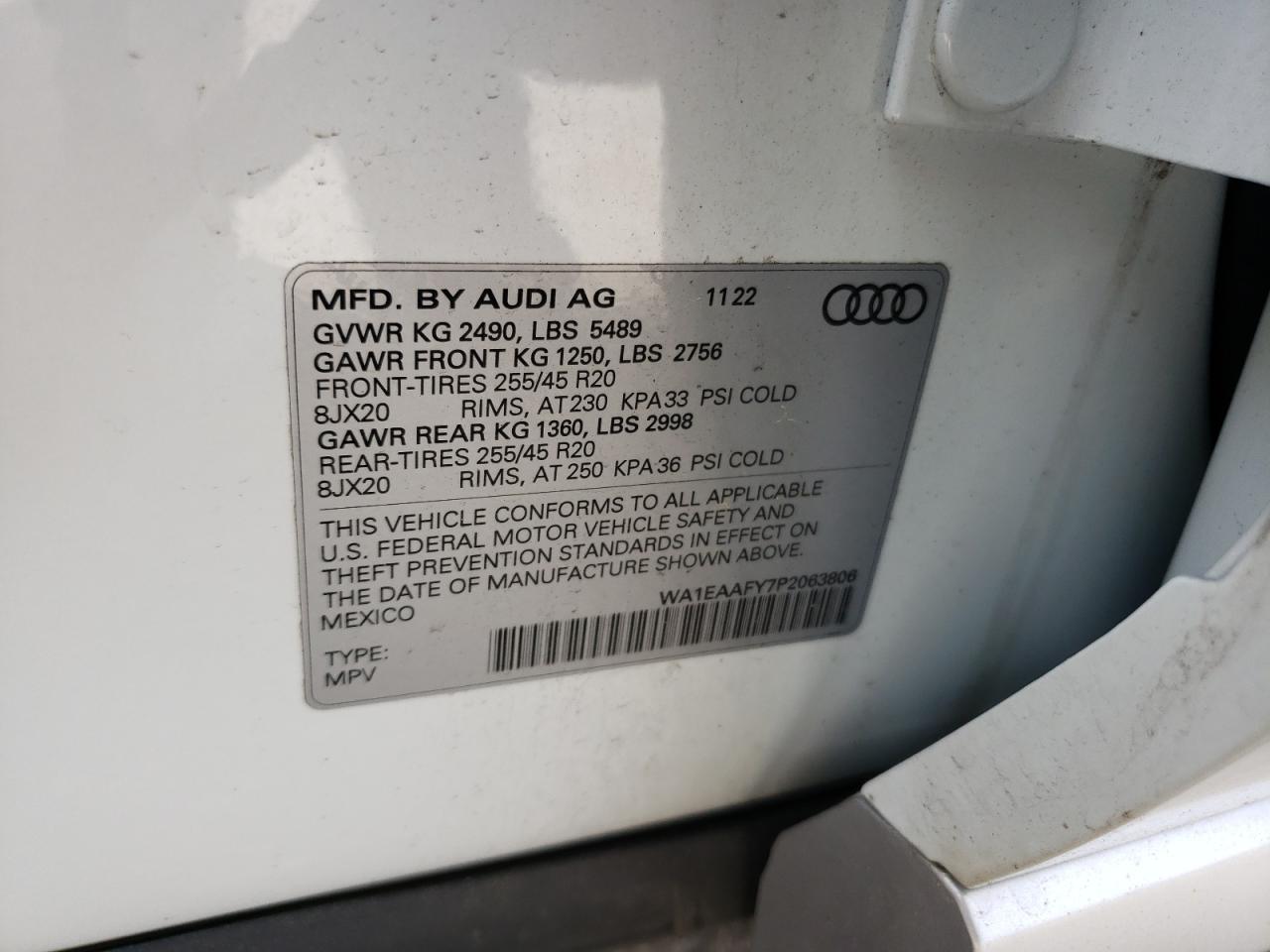 WA1EAAFY7P2063806 2023 Audi Q5 Premium Plus 45