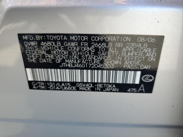 2007 Lexus Es 350 VIN: JTHBJ46G172045303 Lot: 60017694