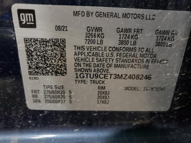 2021 GMC SIERRA K15 - 1GTU9CET3MZ408246