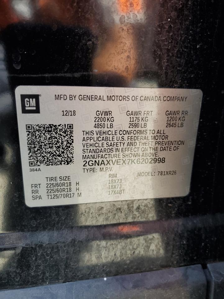 2GNAXVEX7K6202998 2019 Chevrolet Equinox Lt