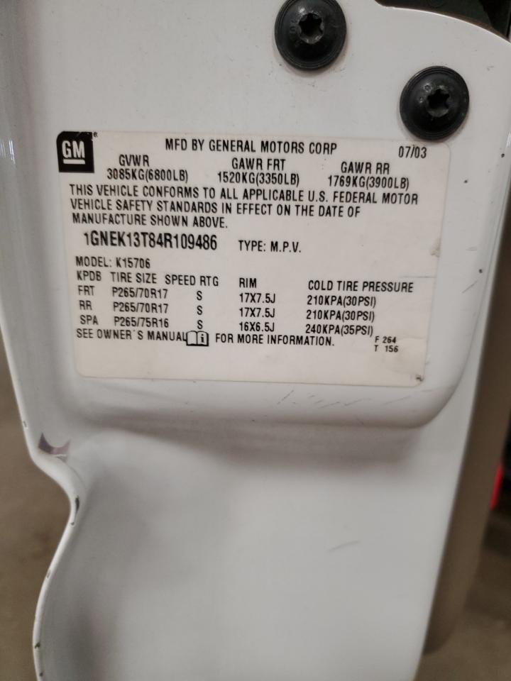 1GNEK13T84R109486 2004 Chevrolet Tahoe K1500