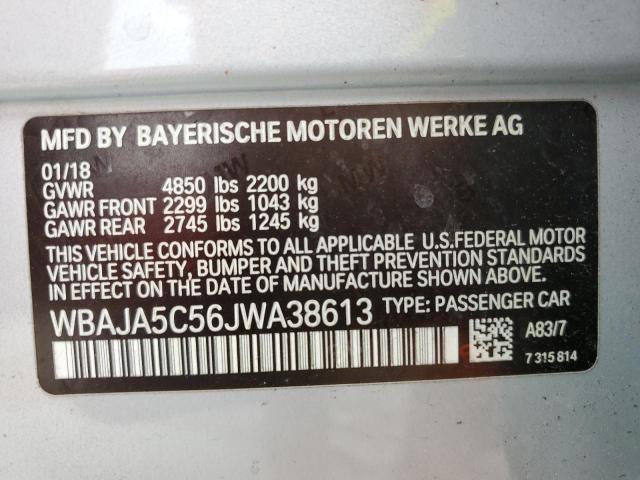 VIN WBAJA5C56JWA38613 2018 BMW 5 Series, 530 I no.13