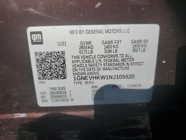 2022 CHEVROLET TRAVERSE L - 1GNEVHKW1NJ105520