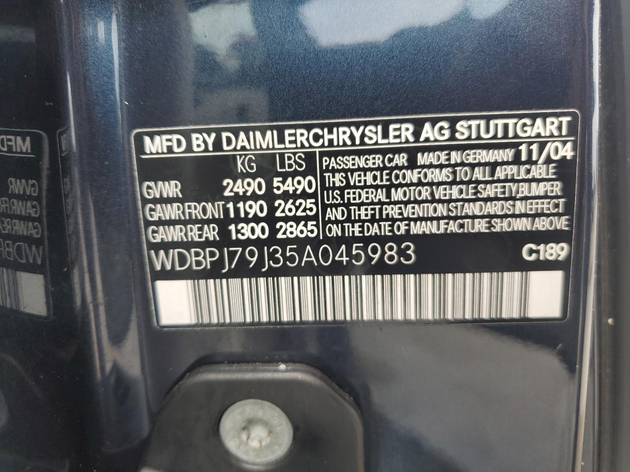 WDBPJ79J35A045983 2005 Mercedes-Benz Cl 65 Amg