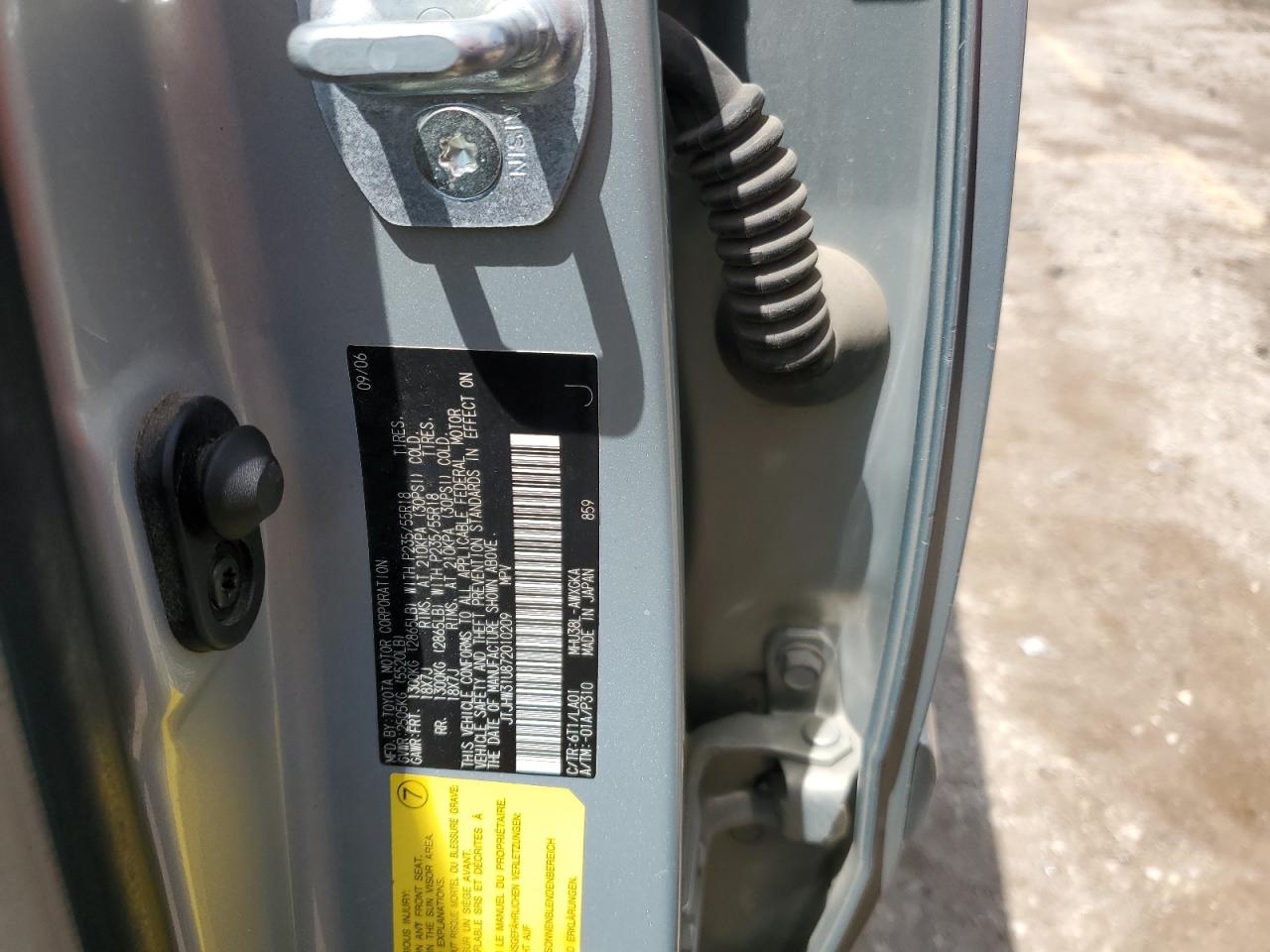 JTJHW31U872010209 2007 Lexus Rx 400H