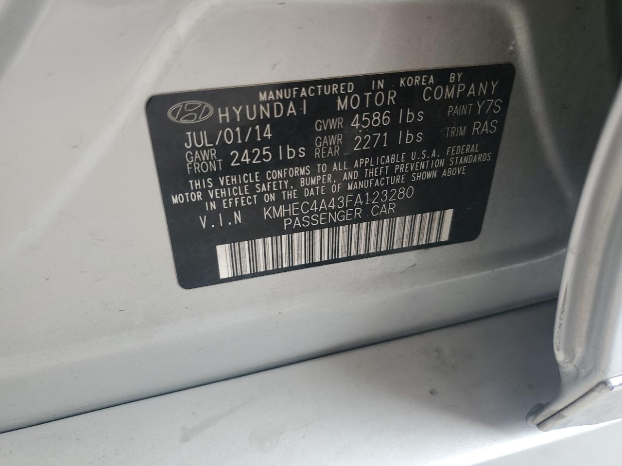 KMHEC4A43FA123280 2015 Hyundai Sonata Hybrid