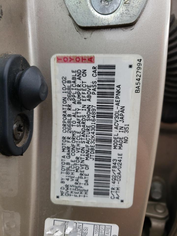 JTDBE32K430164897 2003 Toyota Camry Le