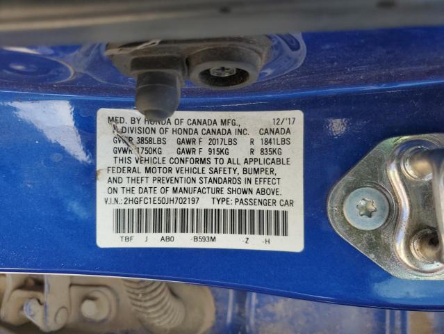 2018 HONDA CIVIC SI - 2HGFC1E50JH702197