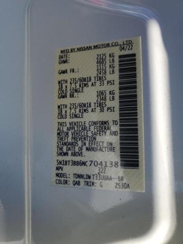 2022 Nissan Rogue Sv VIN: 5N1BT3BB6NC704138 Lot: 60805334