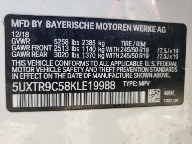 VIN 5UXTR9C58KLE19988 2019 BMW X3, Xdrive30I no.14