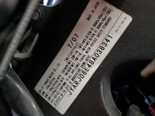 2008 YAMAHA YZFR6 S JYARJ06E48A038341
