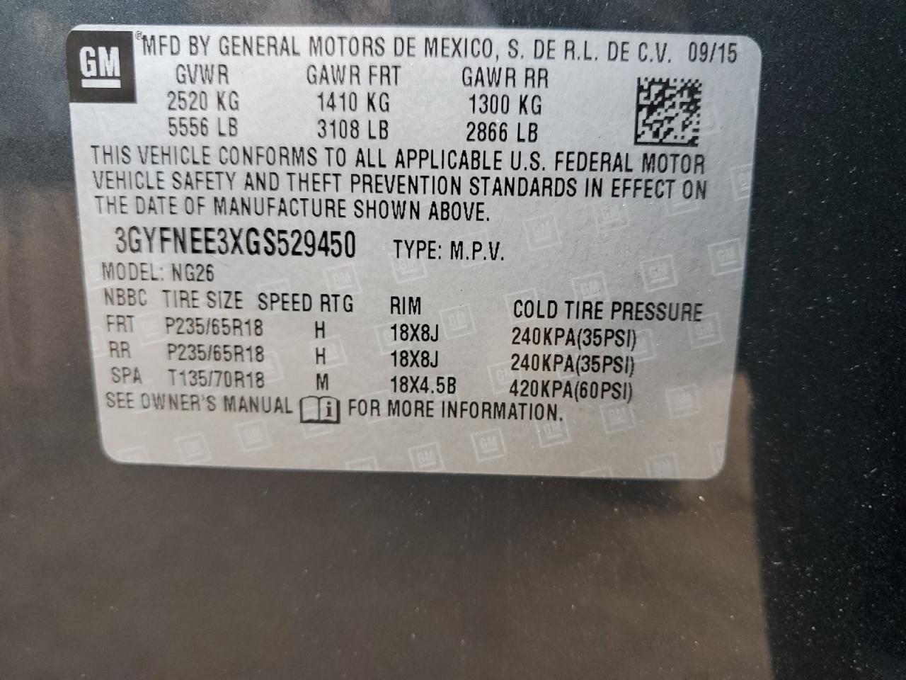 3GYFNEE3XGS529450 2016 Cadillac Srx Luxury Collection