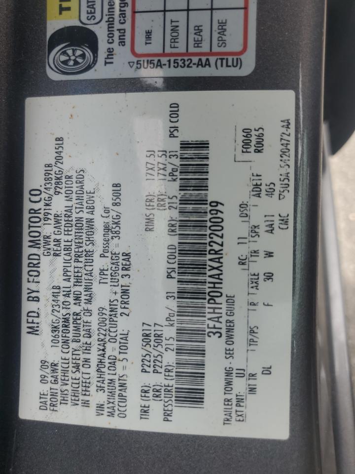 3FAHP0HAXAR220099 2010 Ford Fusion Se