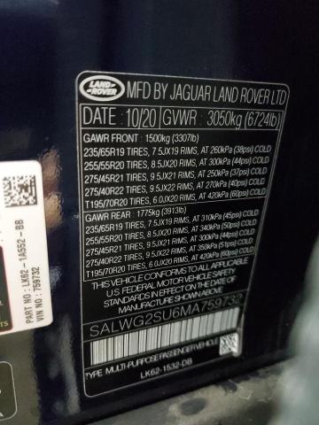 VIN SALWG2SU6MA759732 2021 Land Rover Range Rover, SE no.14